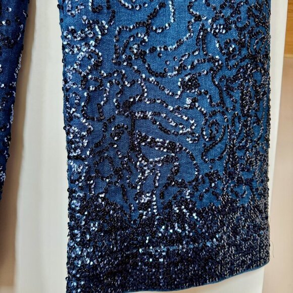 NWT Anthropologie The Colette High Rise Wide Leg Jeans Sequin Sparkle 27T Tall - Picture 10 of 16
